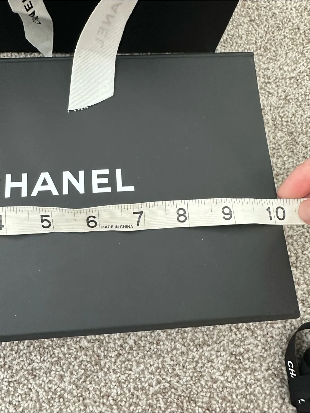 CHANEL Black Gift Box Set with White Camellia Accent for mini to small bag